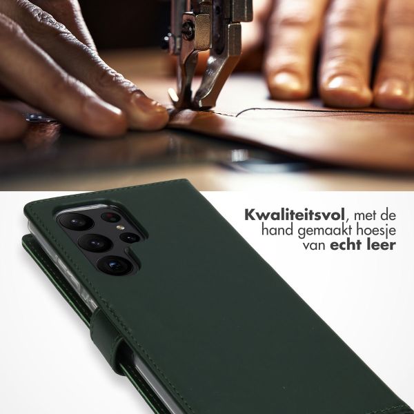 Selencia Echt Leren Bookcase Samsung Galaxy S23 Ultra - Groen