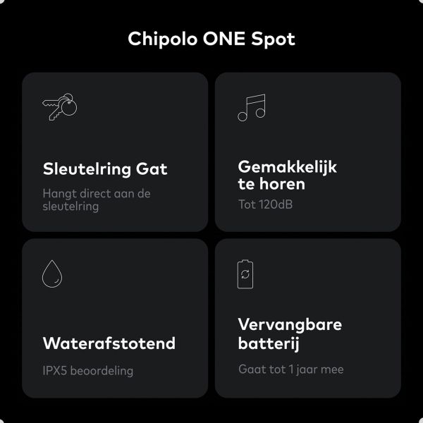 Chipolo ONE Spot - GPS tracker voor iOS - 1 pack - Zwart