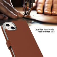 Selencia Genuine Leather Book Case Apple iPhone 14 Plus - Light Brown