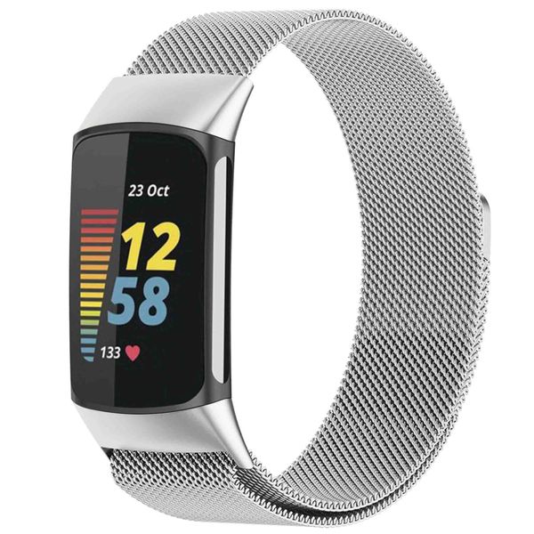 imoshion Milanees magnetisch bandje Fitbit Charge 5 / Charge 6 - Maat M - Zilver