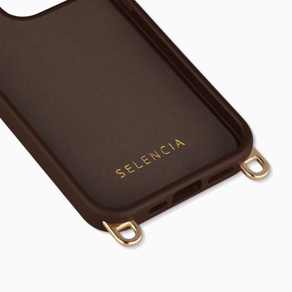 Selencia Rivièra MagSafe Backcover met afneembare haakjes Apple iPhone 13 Pro - Choco Brown