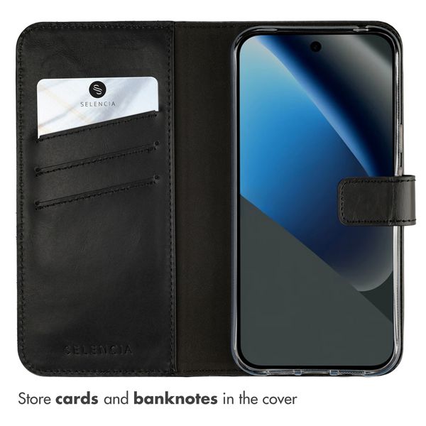 Selencia Genuine Leather Book Case Google Pixel 10a - Black