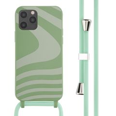 imoshion Siliconen design hoesje met koord Apple iPhone 12 (Pro) - Retro Green