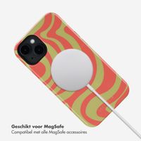 Selencia Vivid Backcover met MagSafe Apple iPhone 14 - Wavy Swirl Orange Fern