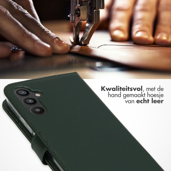 Selencia Echt Lederen Bookcase Samsung Galaxy A34 (5G) - Groen