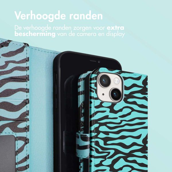 imoshion Design Bookcase Apple iPhone 14 - Black Blue Stripes