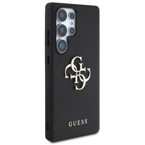 Guess 4G Metal Logo Saffiano Backcover Samsung Galaxy S25 Ultra - Zwart