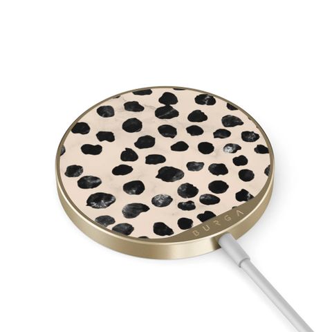 Burga Wireless Magnetic Charger - MagSafe and Qi2 - Almond Latte / Gold