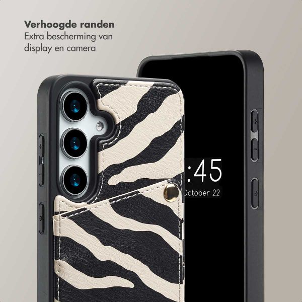 Selencia Nova Telefoonhoes met Koord en Pashouder Samsung Galaxy S24 / S25 - Zazzy Zebra