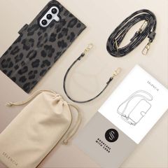 Selencia Sabi Bookcase met Panterprint Samsung Galaxy A55 - Midnight Black