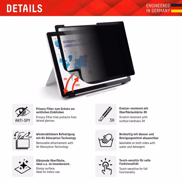 Displex Privacy Screenprotector Apple iPad Pro 13 (2024) M4 / Air 13 inch (2025) M3 / (2024) M2