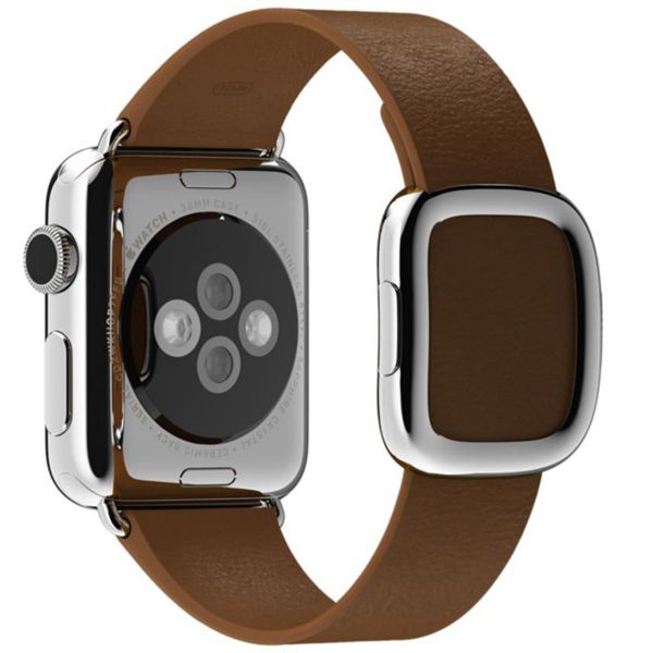 Apple Leather Band Modern Buckle Apple Watch Series 1 t/m 9 / SE (38/40/41 mm) | Series 10 / 11 (42 mm) - Maat M - Bruin
