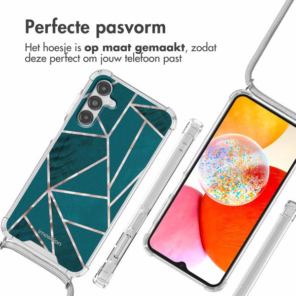 imoshion Design hoesje met koord Samsung Galaxy A14 (5G/4G) - Petrol Green Graphic