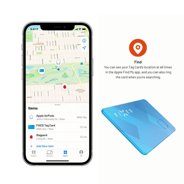 Fixed Tag Card - Bluetooth Tracker voor iOS - Blauw