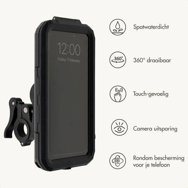 imoshion Premium Telefoonhouder Fiets - Spatwaterdicht - 360° draaibaar - Universeel - Zwart