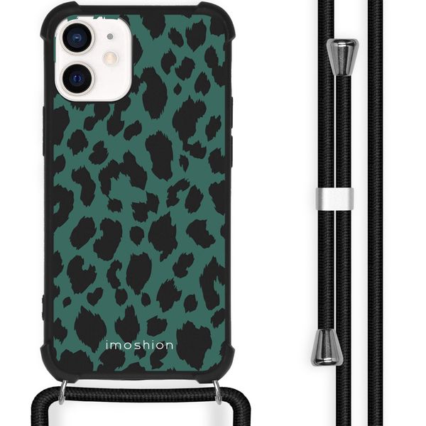 imoshion Design hoesje met koord iPhone 12 Mini - Luipaard - Groen / Zwart