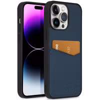 Accezz Premium Leather Card Slot Backcover Apple iPhone 14 Pro Max - Donkerblauw