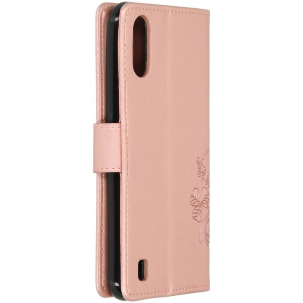 Klavertje Bloemen Bookcase Samsung Galaxy A01 - Rosé Goud