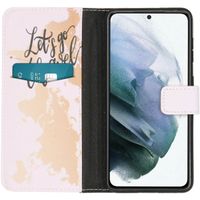 imoshion Design Softcase Bookcase Galaxy S21 - Let's Go Travel White