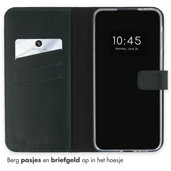 Selencia Echt Leren Bookcase Samsung Galaxy A37 (5G) - Groen