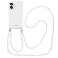 imoshion Backcover met koord + armband iPhone 16 - Parels Hartjes
