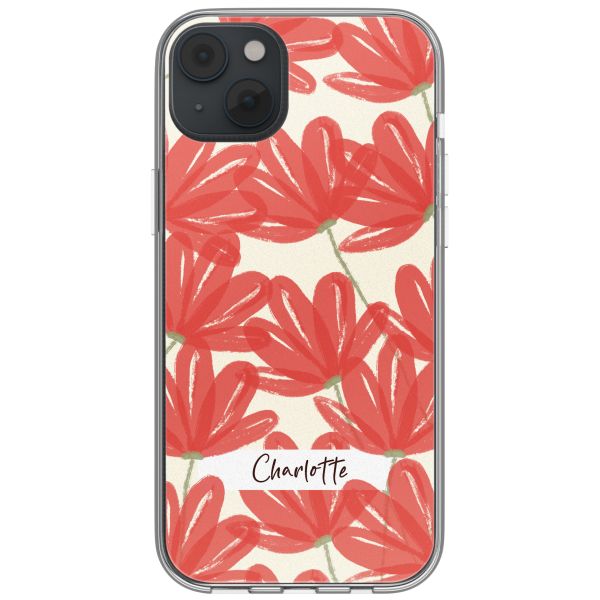 Gepersonaliseerd hoesje met bloemen iPhone 14 - Transparant