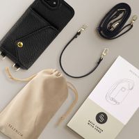 Selencia Sera Phone Case with Cord and Envelope Card Holder Apple iPhone 17e / 16e - Black