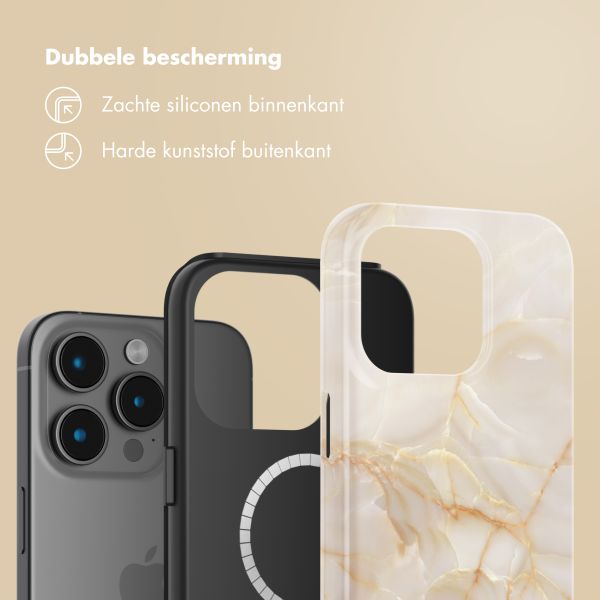 Selencia Vivid Tough Backcover met MagSafe Apple iPhone 15 Pro - Golden Beige Marble
