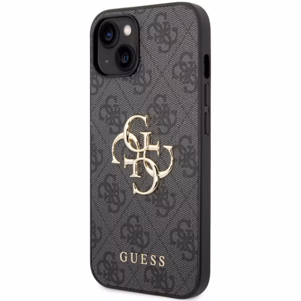 Guess 4G Metal Logo Backcover Apple iPhone 15 - Grijs