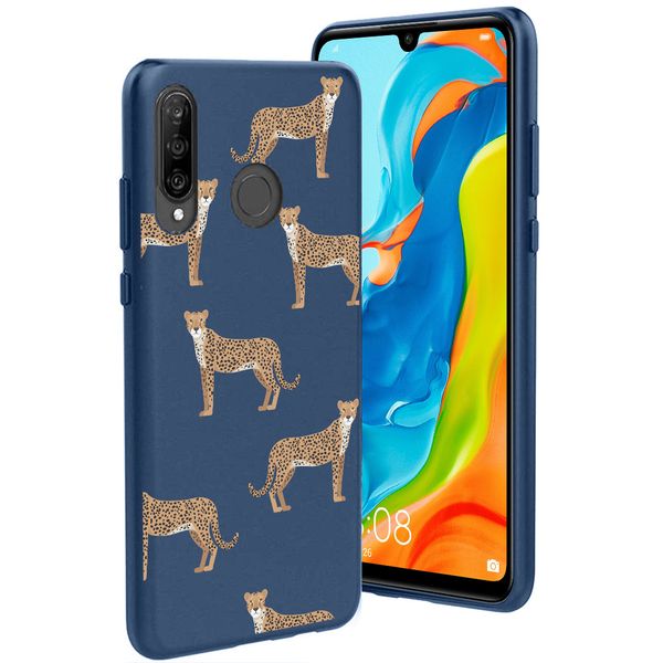 imoshion Design hoesje Huawei P30 Lite - Luipaard - Blauw