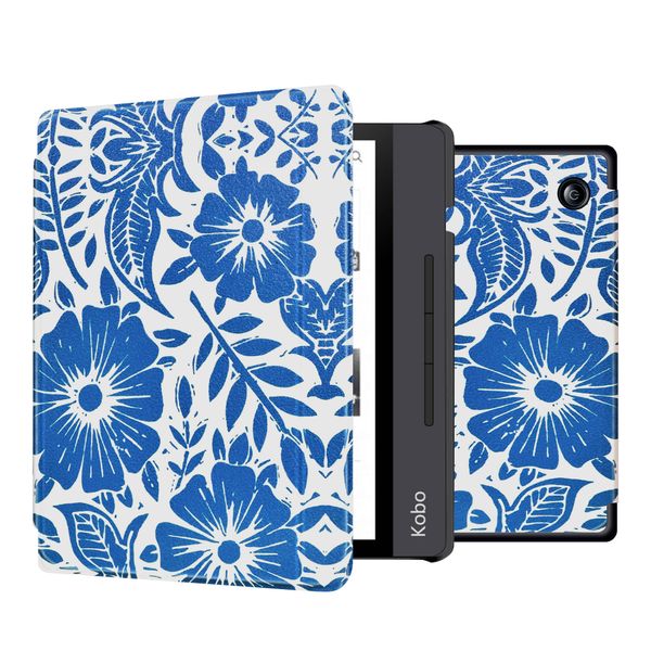 imoshion Design Slim Hard Case Sleepcover met stand Kobo Libra H2O - Flower Tile