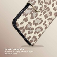 Selencia Sabi Bookcase met Panterprint Apple iPhone 14 / 13 - Soft Ivory