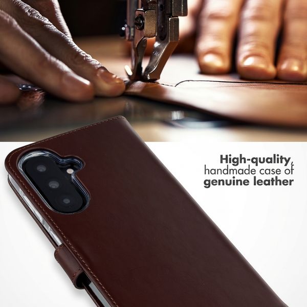 Selencia Genuine Leather Book Case Samsung Galaxy A37 (5G) - Dark Brown