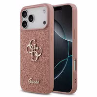 Guess 4G Metal Logo Glitter Backcover Apple iPhone 17 Pro - Roze