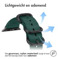 imoshion Rugged Nylon bandje Apple Watch Series 1 - 9 / SE (38/40/41 mm) | Series 10 / 11 (42 mm) - Donkergroen