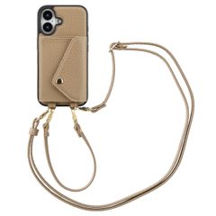 Selencia Sera Phone Case with Cord and Envelope Card Holder Apple iPhone 16 - Taupe