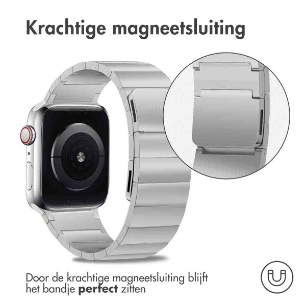 Selencia Stalen magnetisch bandje Apple Watch Series 1 t/m 9 / SE (38/40/41 mm) | Series 10 / 11 (42 mm) - Zilver