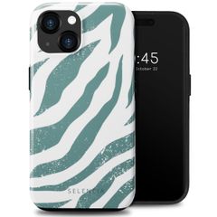 Selencia Vivid Tough Backcover iPhone 15  - Colorful Zebra Pine Blue