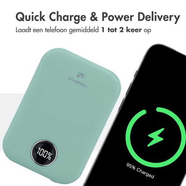 imoshion MagSafe Powerbank 10.000 mAh - Draadloze powerbank - Quick Charge en Power Delivery - Sage Green