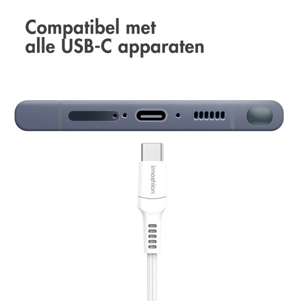 imoshion Braided USB-C naar USB-C kabel - 0,5 meter - Wit