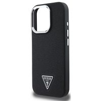 Guess Grained Triangle Case MagSafe Apple iPhone 16 Pro - Zwart