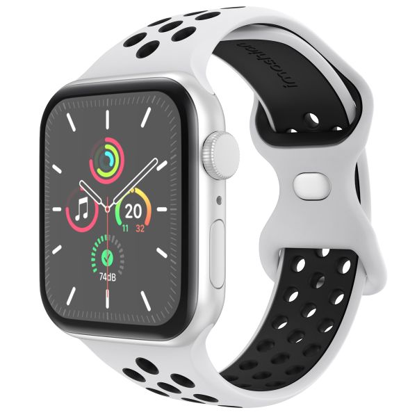 imoshion Sport⁺ bandje Apple Watch Series 1 t/m 9 / SE (38/40/41 mm) | Series 10 (42 mm) - Maat M/L - Pure Platinum & Black