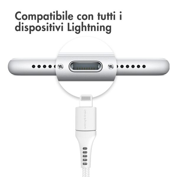 imoshion Lightning naar USB-C kabel - Non-MFi - Gevlochten textiel - 3 meter - Wit - Apple iPhone 6