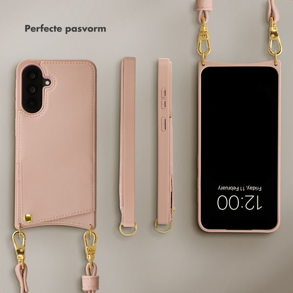 Selencia Nova Telefoonhoes met Koord en Pashouder Samsung Galaxy A56 - Dusty Rose