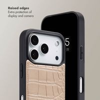 Selencia Nova Croco Phone Case with Cord and Card Holder Apple iPhone 17 Pro - Beige