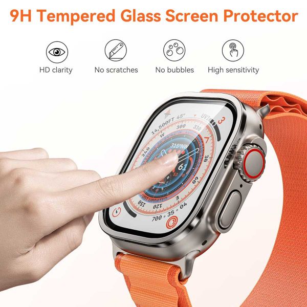 WiWu Easy install gehard glazen screenprotector met rand Apple Watch Series 7-9 - 41 mm - Zilver