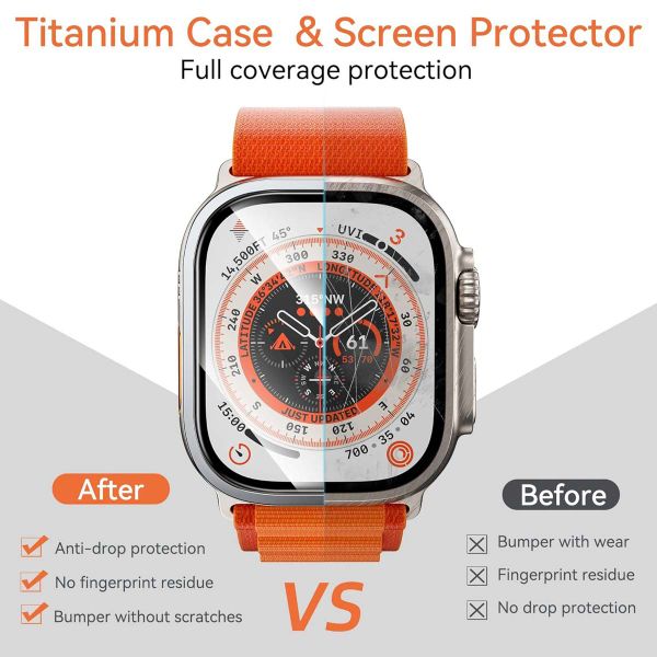 WiWu Easy install gehard glazen screenprotector met rand Apple Watch Series 7-9 - 45 mm - Zwart