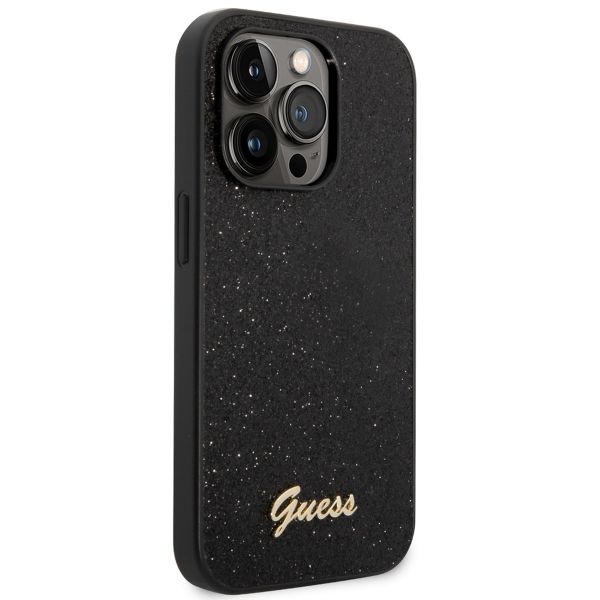 Guess Glitter Flakes Backcover Apple iPhone 14 Pro - Zwart