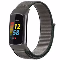 imoshion Nylon bandje Fitbit Charge 5 - Maat S - Donkergrijs