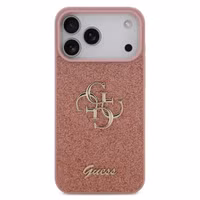 Guess 4G Metal Logo Glitter Backcover Apple iPhone 17 Pro - Roze